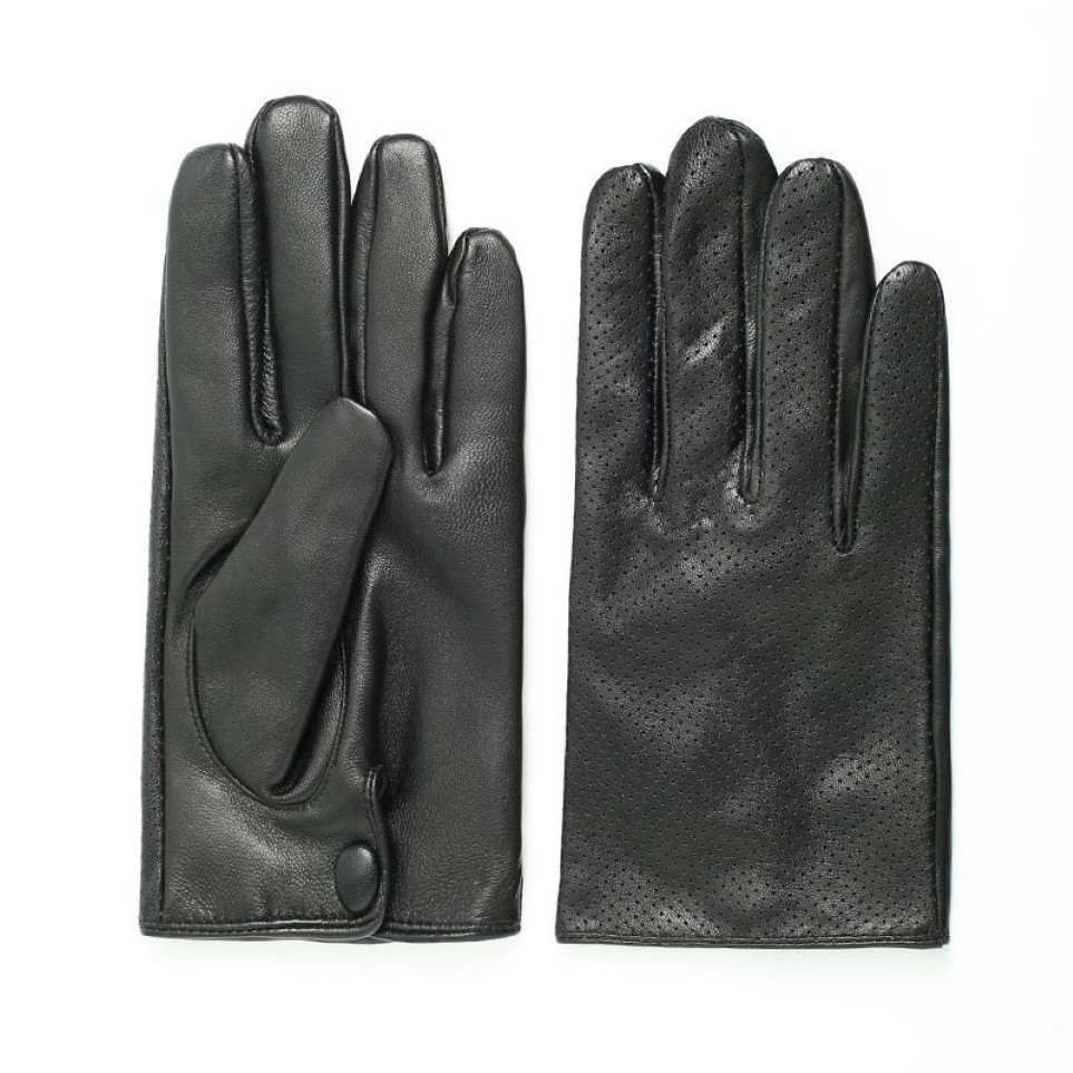 Guantes de cinco dedos para hombre, otoño e invierno, cuero genuino, piel de oveja Natural, guante de conducción fino con pantalla táctil R0352392