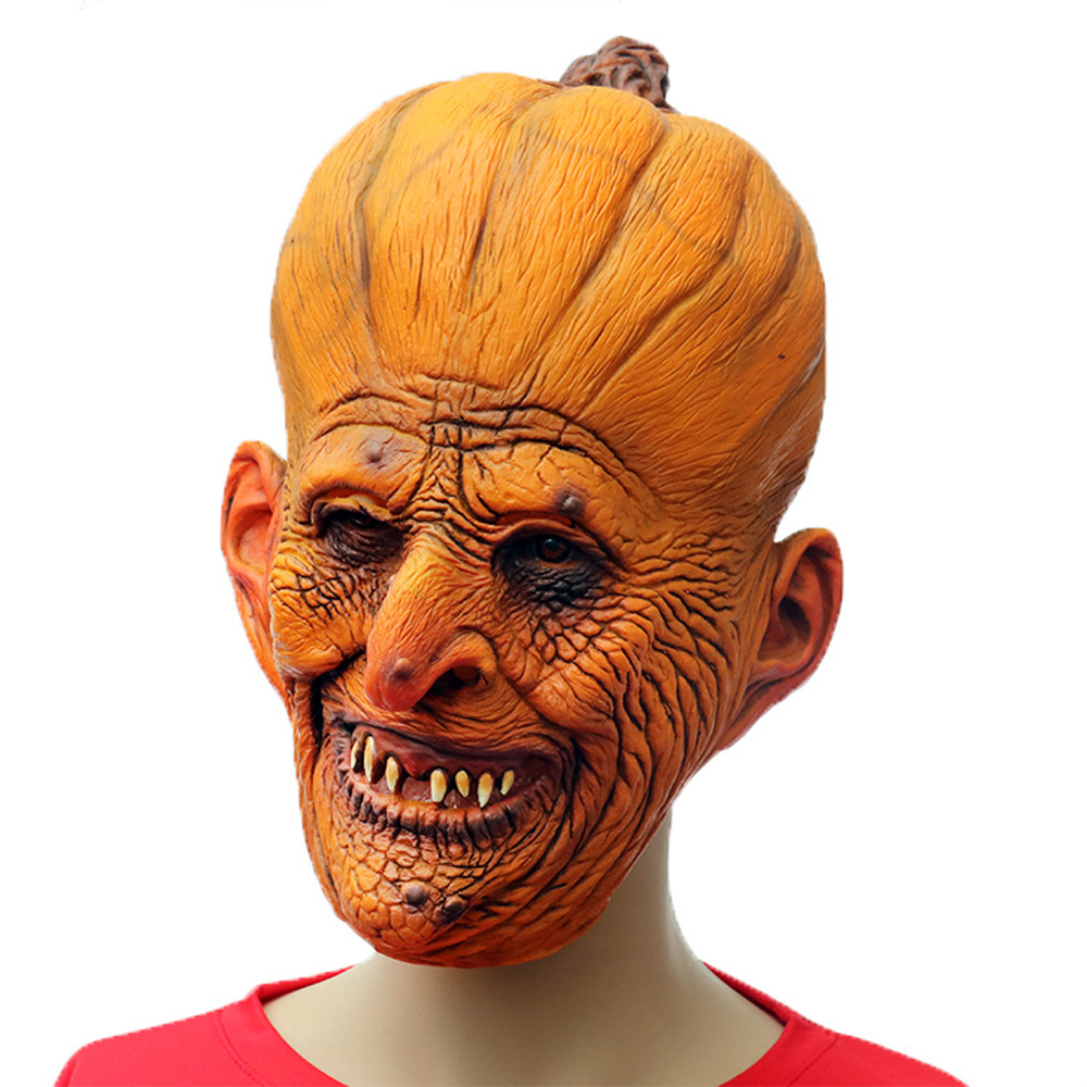 Masque de vieille sorcière effrayant, couvre-tête de citrouille en Latex avec cheveux, déguisement d'halloween, Costume de fête Grimace, masques de Cosplay, accessoires taille unique pour adultes