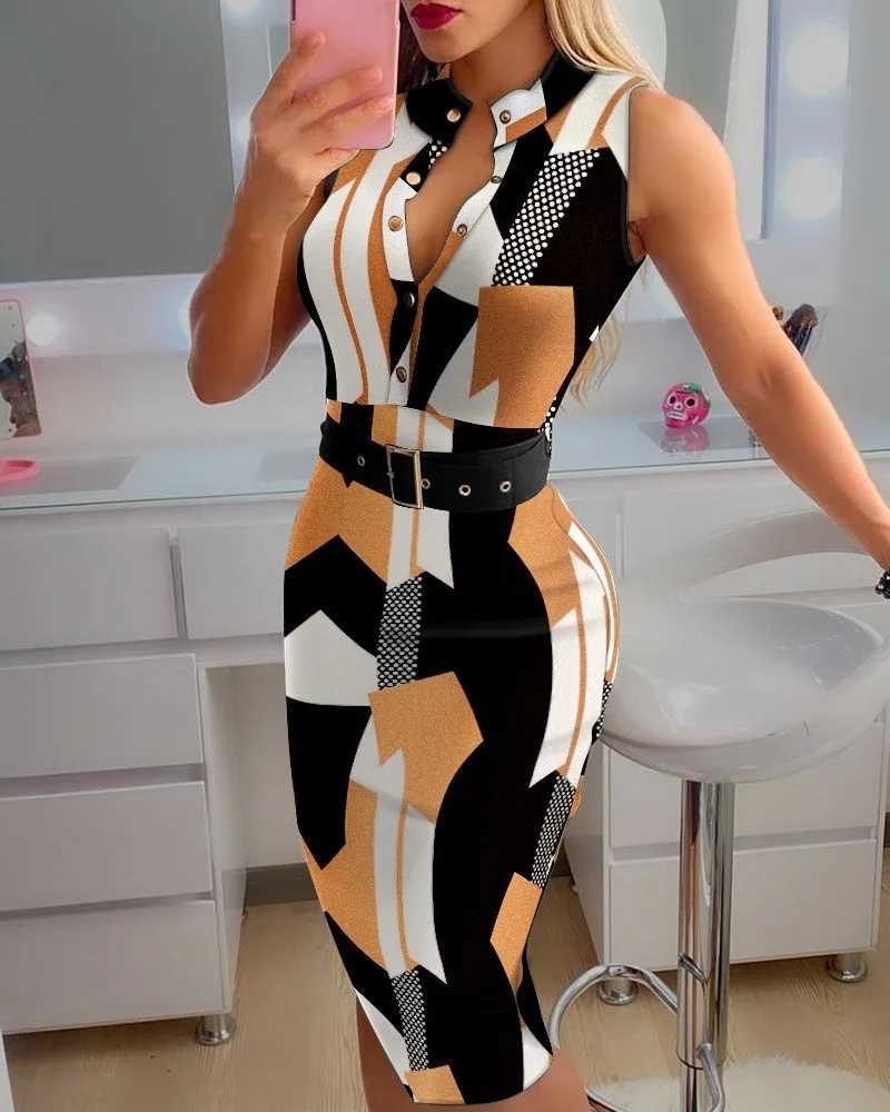 基本的なカジュアルドレス女性エレガントなソリッドニットボタンデザインスキニードレス2022夏季スリムパーティードレスオフィスレディボディボディコンミディドレスベルト2403