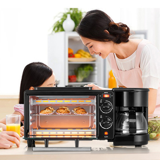 European, British, American three-in-one breakfast machine, multi-function stove, mini bread machine, household small oven, coffee machine