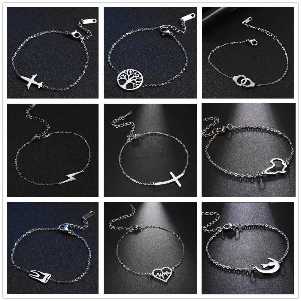 Bangle Skyrim Plane Charm Bracelet Stainless Steel Aircraft Airplane Adjustable Chain Bracelets on Hand Pulsera Jewelry Gift for WomenL2403