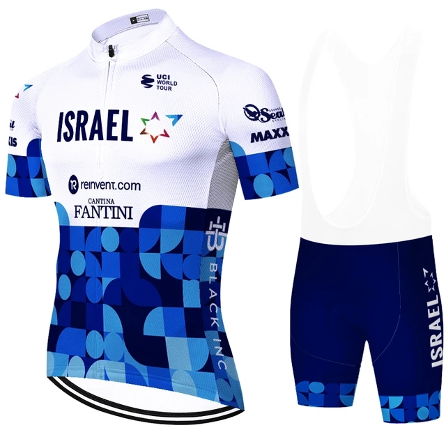 2024 TEAM ISRAEL Abbigliamento da ciclismo Maglia da bici Ropa Quick Dry Mens Bicicletta estiva TOP PRO Maglie da ciclismo gel pad pantaloncini da bici