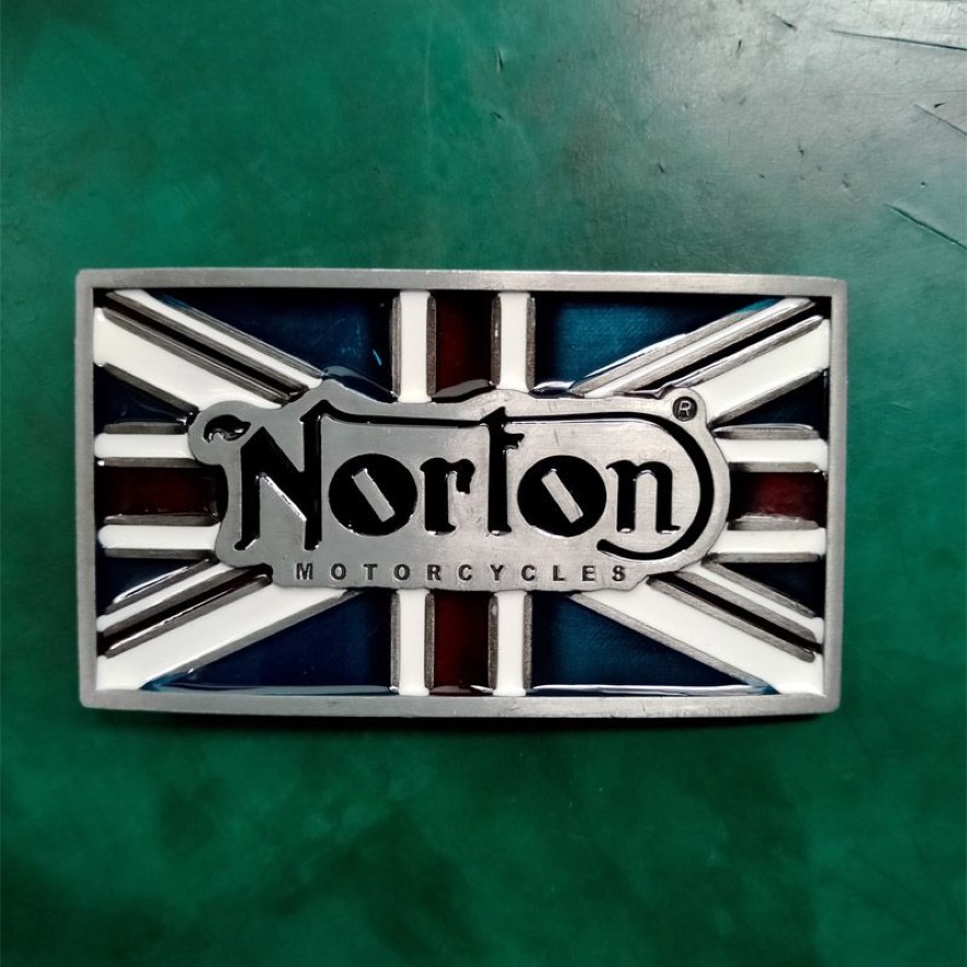 UK Flag Norton Motorcycle Cowboy Belt Buckle For Mens Western Belt Head Fit 4cm Wide Jeans Belts243o