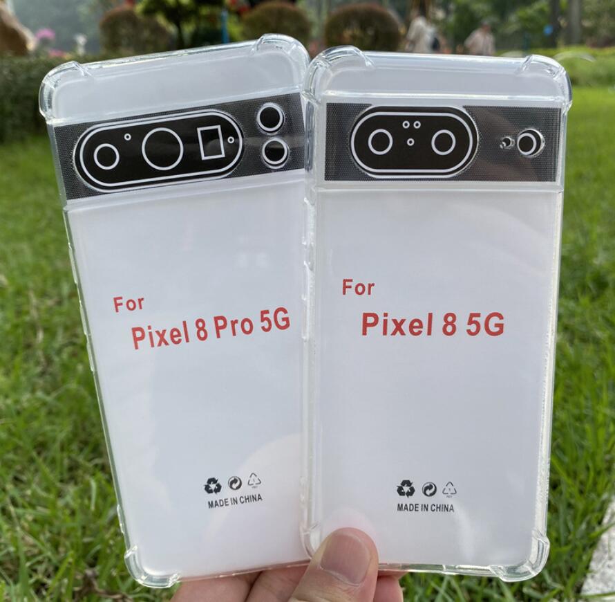 Casos para google pixel 6 6a 7 8 pro tpu silicone claro equipado pára-choques caso macio transparente capa traseira