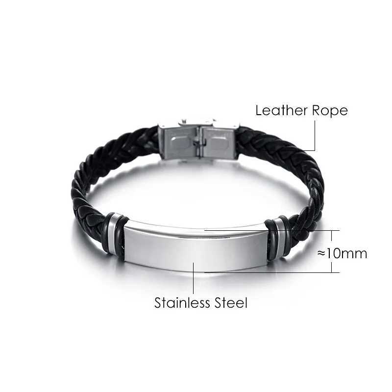 Bangle Bracelet Homme Twist Braid Leather Rope Bracelets for Men Stains Stains Hiphop Rock Moder