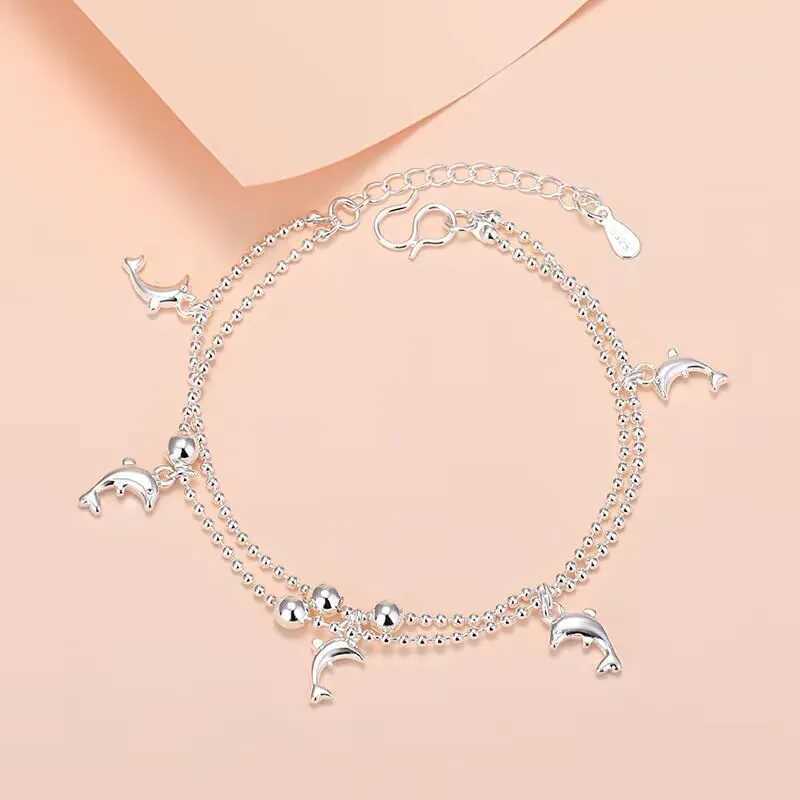 Brazaletes para mujer Cadena de cuentas simples Pulsera de múltiples capas Joyería Cadena de eslabones finos Cadena de acero inoxidable 316L JewelryL2403