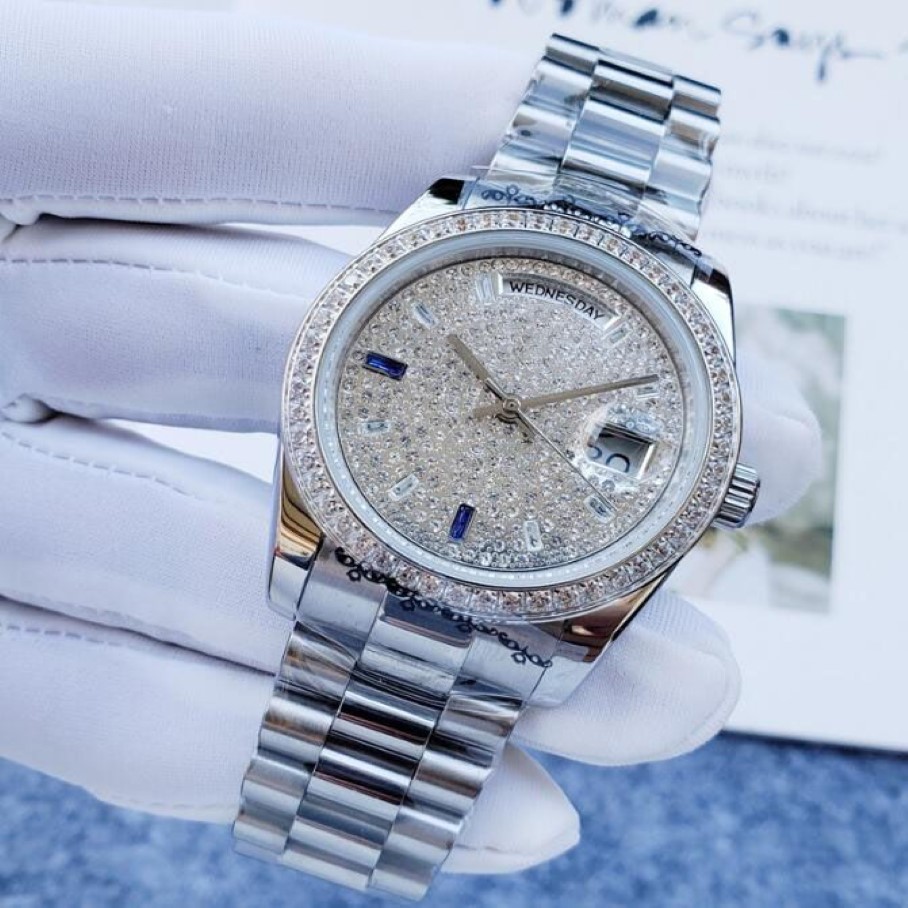 2021 New Women's Watch 40mm Dial With Diamonds Sapphire Mirror Automatiska mekaniska klockor Dual Kalender Rostfritt stål WRI2386