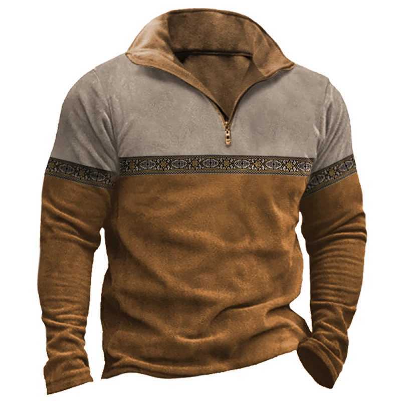 Survêtements pour hommes Vintage Mens Zipper Sweat à capuche Automne Manches longues Pull Tops Mode Imprimer Vêtements surdimensionnés Mâle Zip Sweats à capuche Casual SweatshirtsL2402