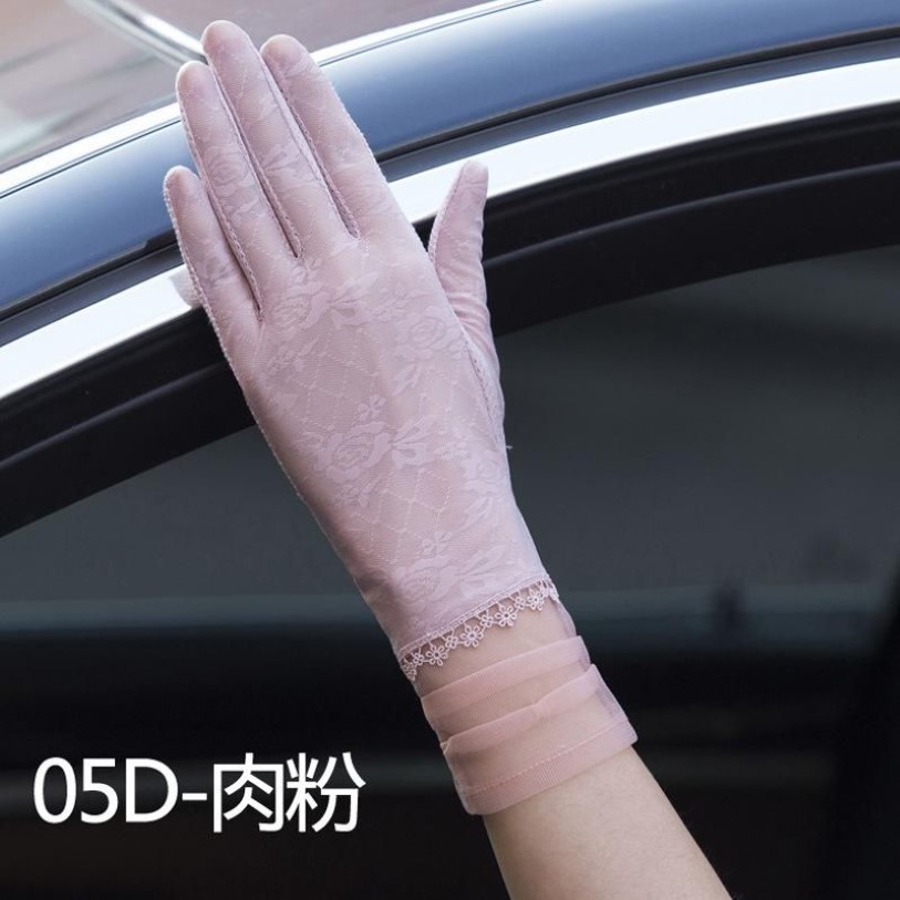 Женские перчатки с пятью пальцами, солнцезащитные, тонкие, длинные, с защитой от ультрафиолета, весенне-осенние, сетчатые, с сенсорным экраном, Lace246U