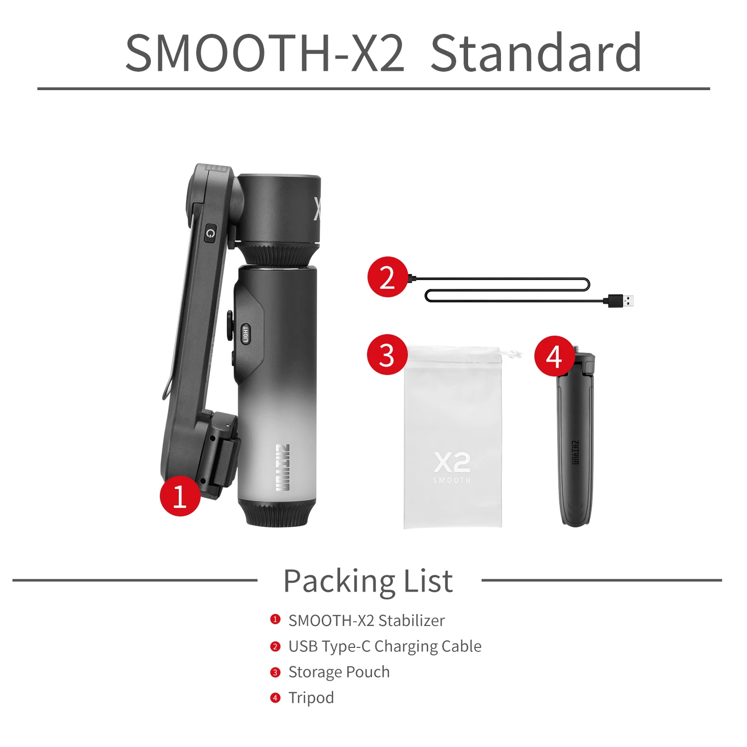 Gimbals Zhiyun Oficjalny telefon X2 telefon Gimbal Handheld Stabilizer 2Axis Gimbale na iPhone 13 Pro Black Selfie Stick