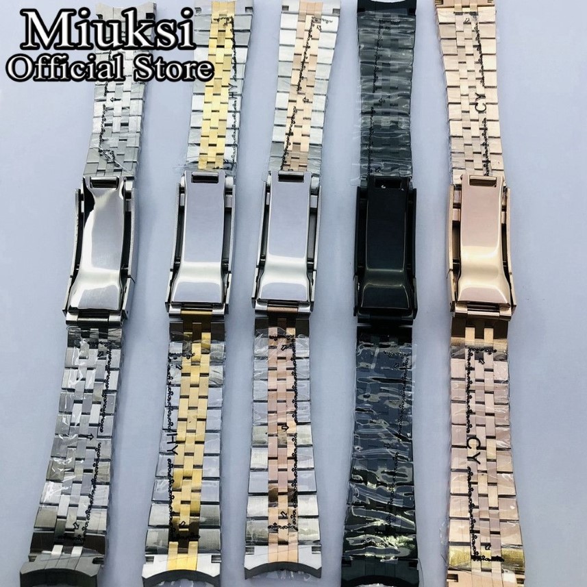 Bracelet de montre jubilé en acier inoxydable, 20mm, argent, or rose, noir, boucle pliante, adapté au boîtier de montre, bracelet 2966