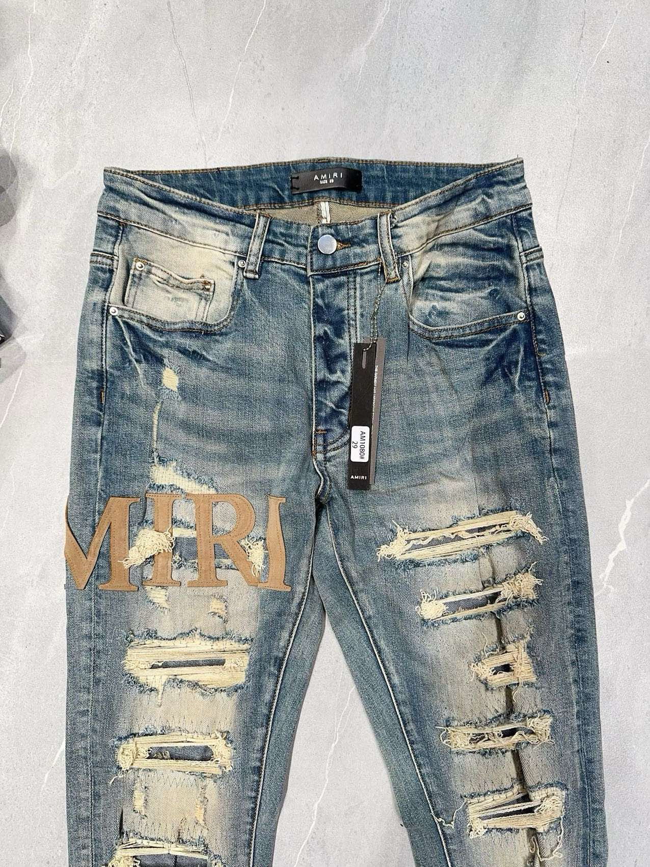 ontwerper amirssNieuwe Blue Side Bone Fashion herenjeans