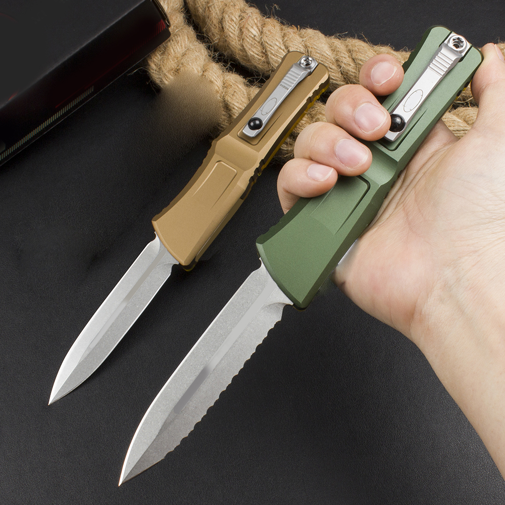 2024 MT Battle Dalong AUTO Knife D2 Blade Dual Action Tactical Pocket Folding Fixed Blade Knife Hunting Fishing EDC Survival Tool