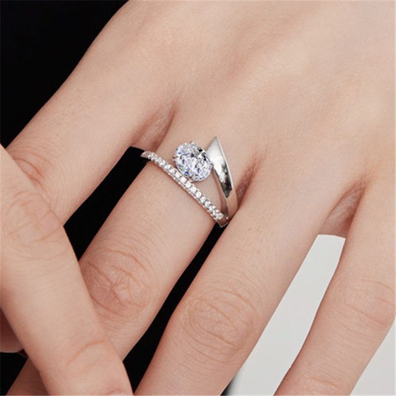 Luxe liefde diamanten designer ring sieraden vrouw 925 sterling zilver Iced Out ovaal vierkant wit 5A zirkonia verlovingstrouwringen voor vrouwen huwelijksgeschenkdoos maat 5-9