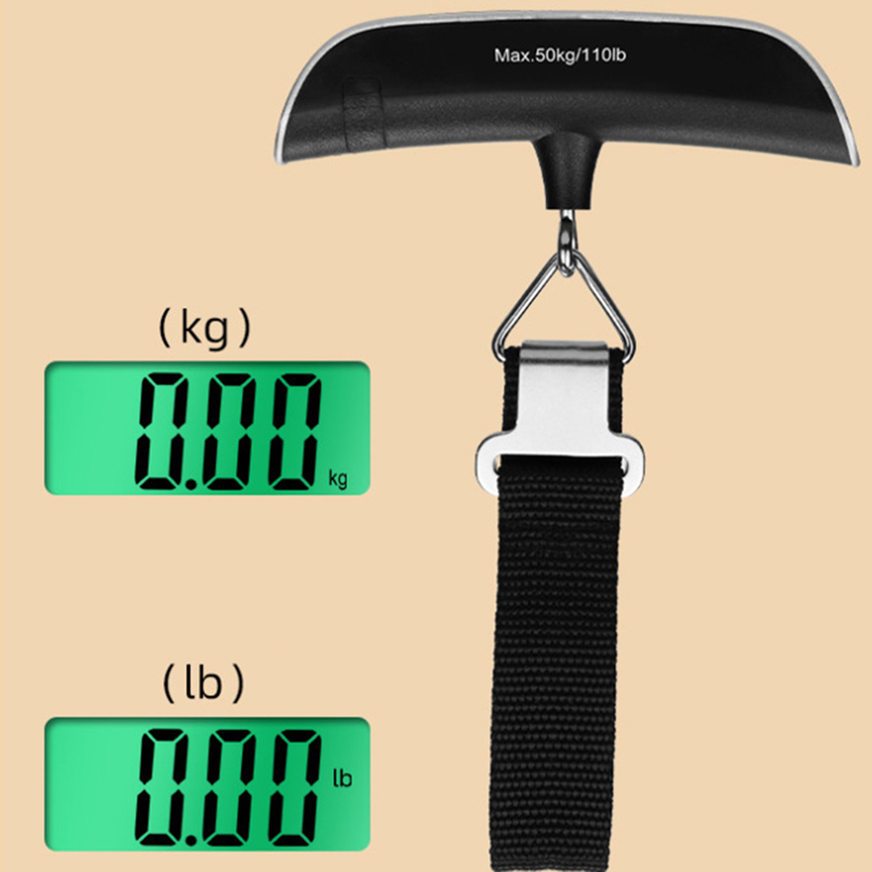 Échelle de bagages numériques de 110 lb / 50 kg Essentiels de voyage Essentiels LCD Affichage des bagages de pendaison d'échelle de poids portable Scale portable W0211