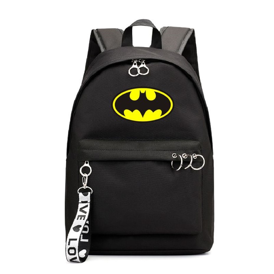 Mochila luminosa con estampado de superhéroe de Dc, bolso de cinta para niña de estilo universitario con Batman circundante, 2768