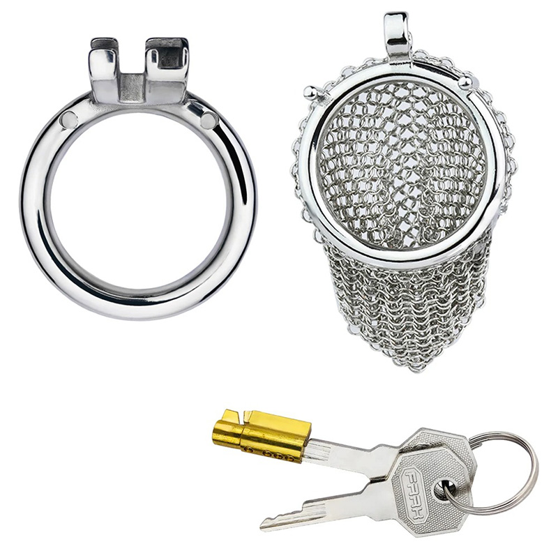 Dispositif de Cage de chasteté en maille creuse, avec ceinture en PU, culotte, serrure à coq en acier inoxydable, BDSM, boutique de jouets sexuels pour adultes, nouveau 2024