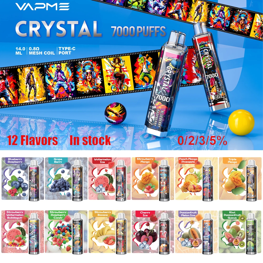 Оригинальная ручка Vapme Crystal Vapen оптом 7k 9k 10k 12k Puff Vapour7000 Puffs 0% 2% 3% 5% одноразовая электронная сигарета с никотином