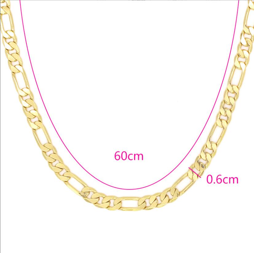 Chains 18 K Solid Gold Authentic Finish Stamped 6/7/8/12Mm Fine Figaro Chain Necklac Drop Delivery Jewelry Necklaces Pendants Dhqqf