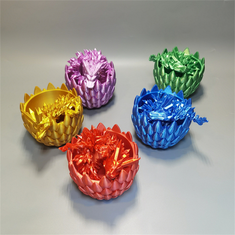 Uova di drago stampate in 3D Sorpresa Figurine anime Ornamenti bambole Giocattoli Giunti a movimento completo Draghi di cristallo con uova di drago Decorazioni la casa Adatto autismo ADHD