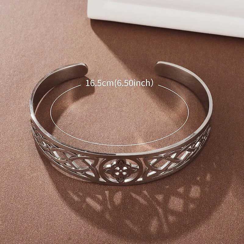 Bangle Witch Knot Cuff Bracelet Stainless Steel Pagan Witchcraft Symbol Magic Knot Good Luck Amulet Bangls Celtic Knot JewelryL2403