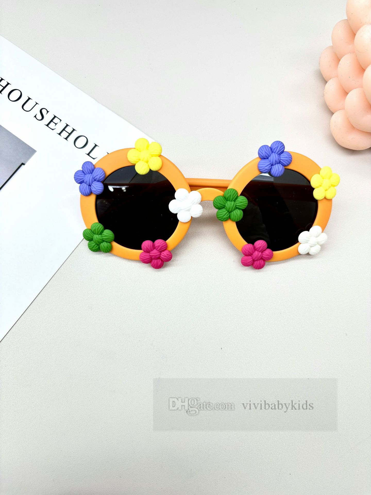 Girls candy color flowers applique sunglasses kids Silicone frame eyewear Summer kids polarization UV400 shade Glasses Z7168