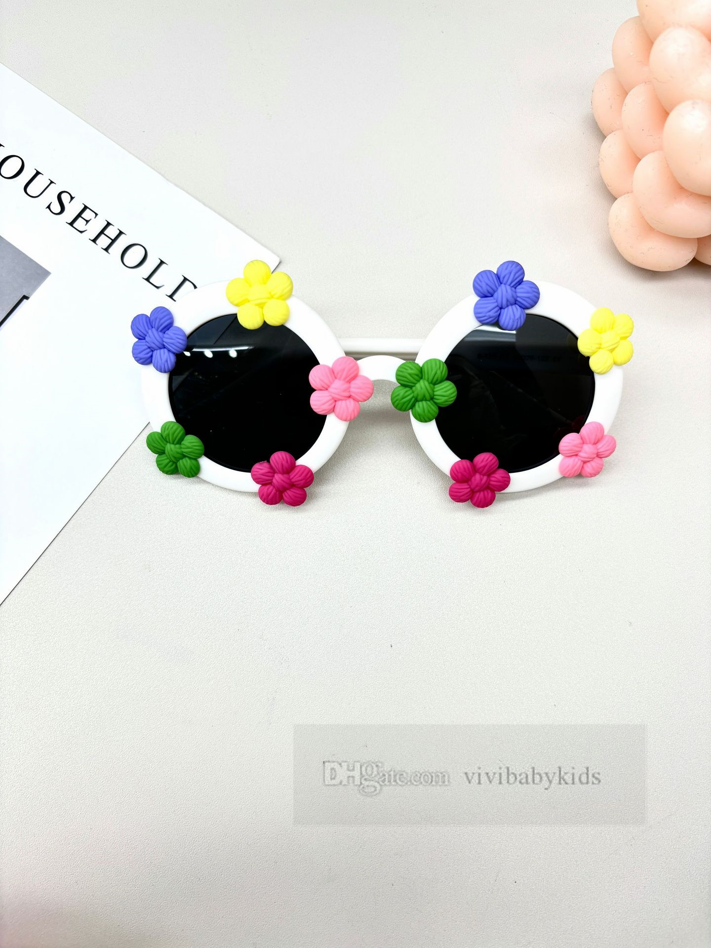 Girls candy color flowers applique sunglasses kids Silicone frame eyewear Summer kids polarization UV400 shade Glasses Z7168