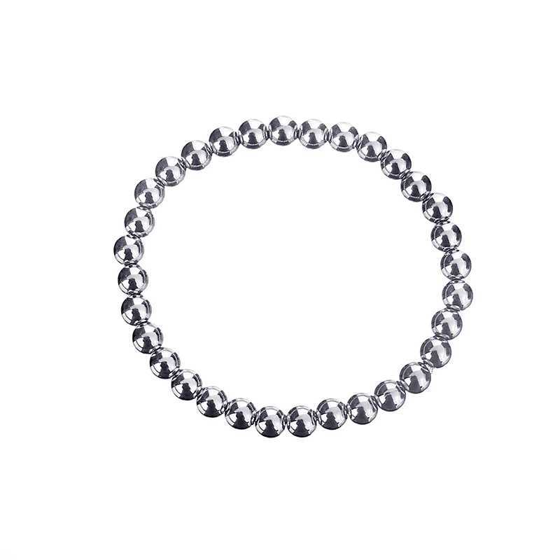 Bracelet Bijoux De Mode Femmes Cadeaux Boule En Acier En Métal Étanche De Haute Qualité Diamètre Lisse 3-4-6-8mm Bracelet En Acier Inoxydable ÉlastiqueL2403