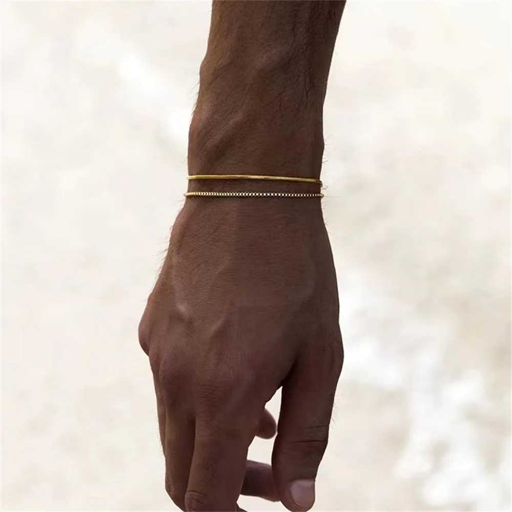 Bracelet en acier inoxydable serpent os chaîne hommes bracelet rétro 18,5 cm couleur or bracelet pour femmes hip hop bijoux hommes accessoires de model2403