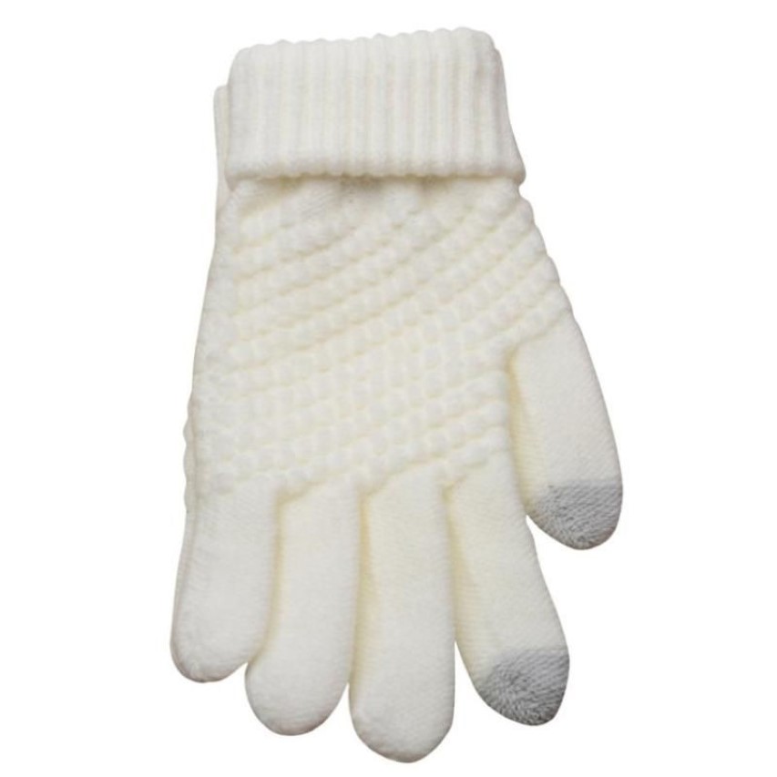 Зимние термоперчатки, унисекс, белый, черный цвет, вязаные шерстяные мужские и женские зимние теплые варежки, перчатки с Full228O