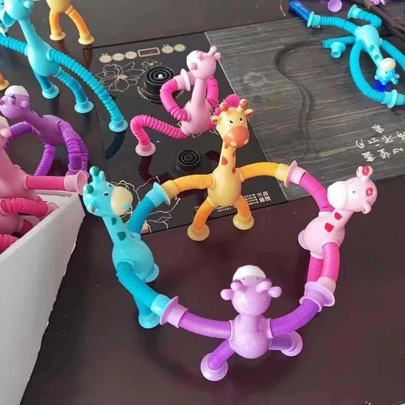 Kinder Weihnachten Saugnapf Spielzeug Pop Tubes Stress Relief Teleskop Giraffe Zappeln Sensorischen Faltenbalg Anti-stress Squeeze Spielzeug