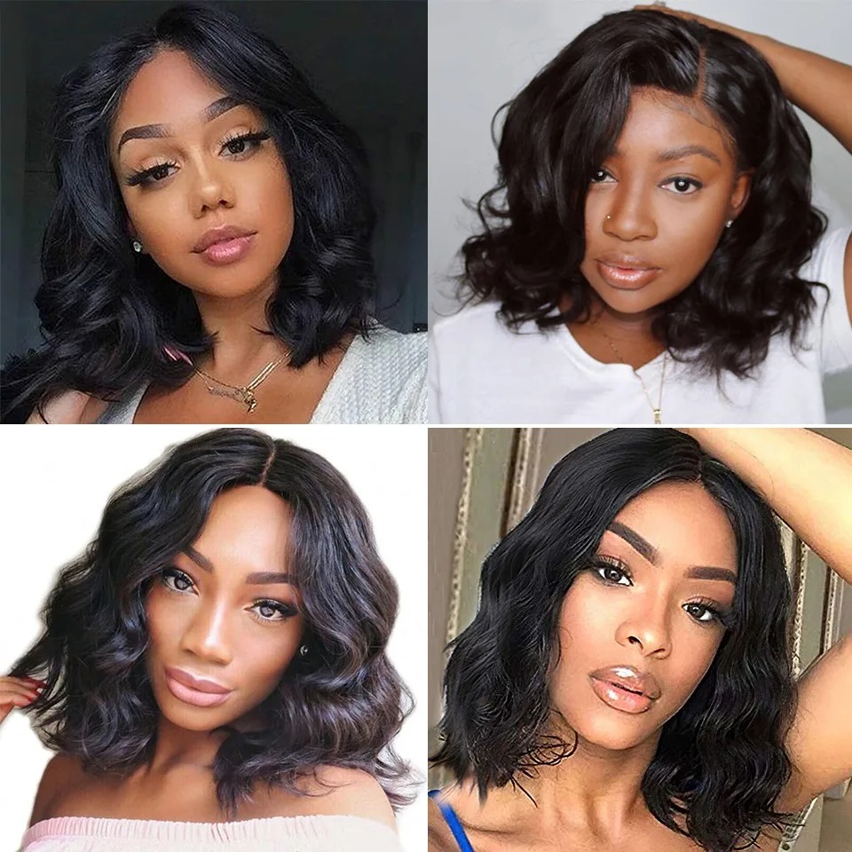 Body Wave 8 To 16 Inch Short Wig T Part Human Hair Lace Bob Wigs Pre Plucked Indian Remy Human Hair Bob Wigs for Women