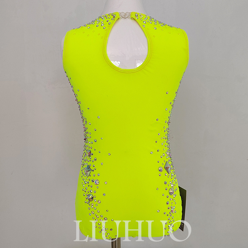 LIUHUO Customize Colors Rhythmic Gymnastics Leotards Girls Women Competition Artistics Gymnastics Performance Wear Crystals Yellow