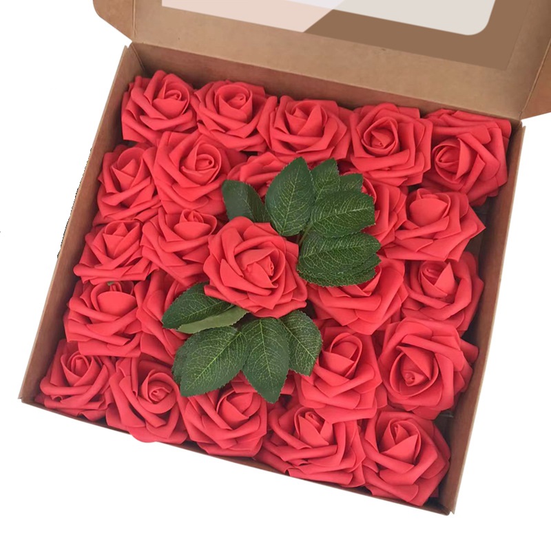 Alla hjärtans dag gåva konstgjorda blommor box pe rosor blommor för diy bröllop buketter