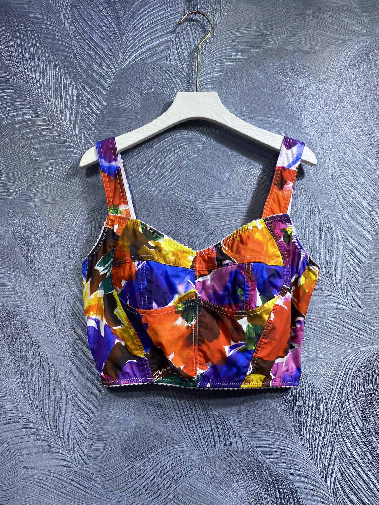 Womens Tank Camis Luxury Clothes Dol&Gab Sexy Floral Tops Summer Sunshine Cloth Holiday Beach Clothing Size S To XL