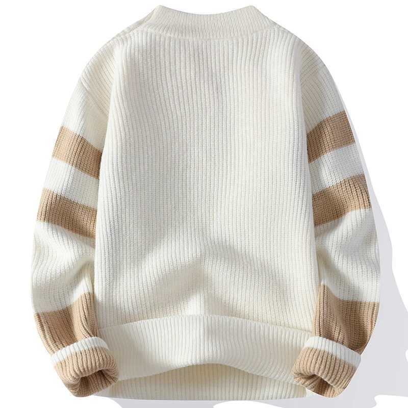 Men's Sweaters New Fashion Patchwork Knit Pullovers Men Autumn Winter O Neck Loose Warm Knitted Sweater Youthful Vitality Pullover Sweaters ManLF231114L2402