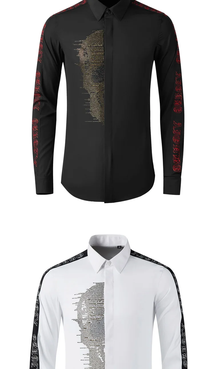 Hoge kwaliteit luxe sieraden nieuwe heren casual mode bedrukt shirt nationale stijl shirt met lange mouwen voor mannen