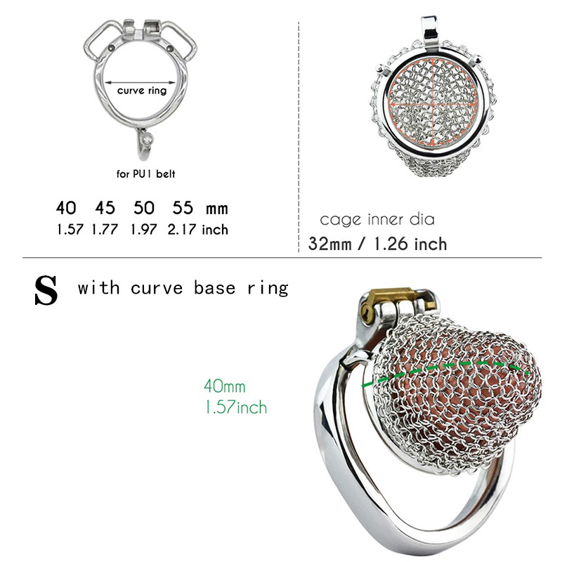 New Stainless Steel Mesh Penis Cage Chastity Belt Chastity Cage Chain Chastity Cage Men Cock Cage,Male Couples Slaves Penis Bondage SM Sex Toys