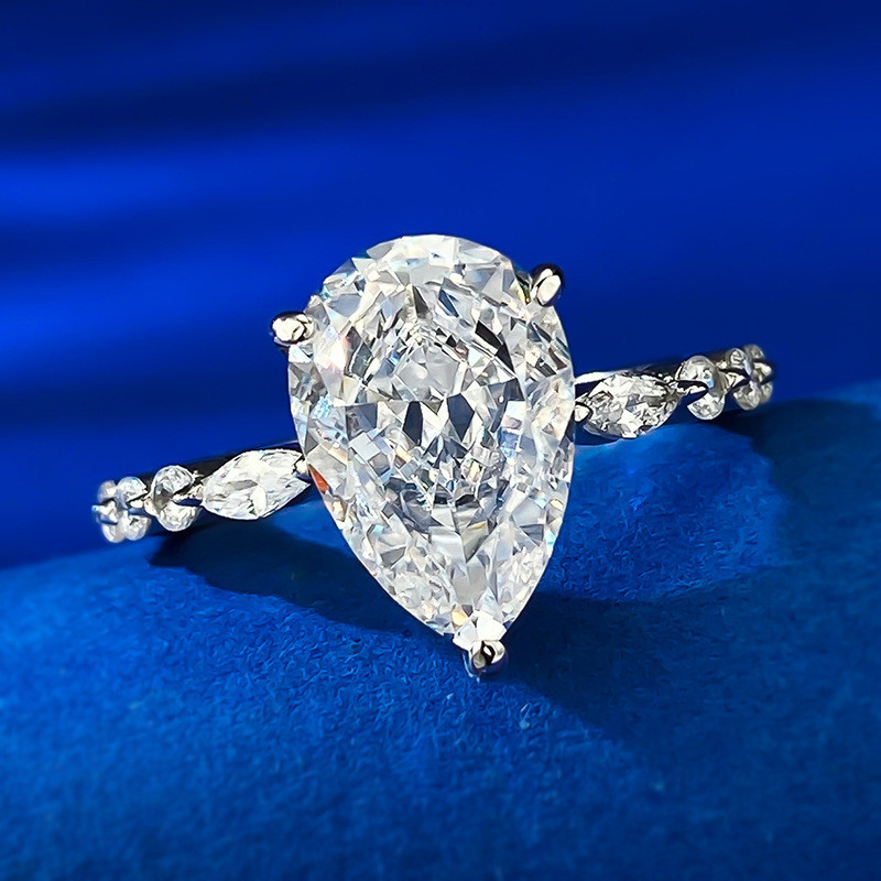 anello di lusso con diamanti firmati gioielli donna argento sterling 925 ghiacciato ovale quadrato bianco 5A zirconi anelli di fidanzamento donne confezione regalo di nozze misura 5-9