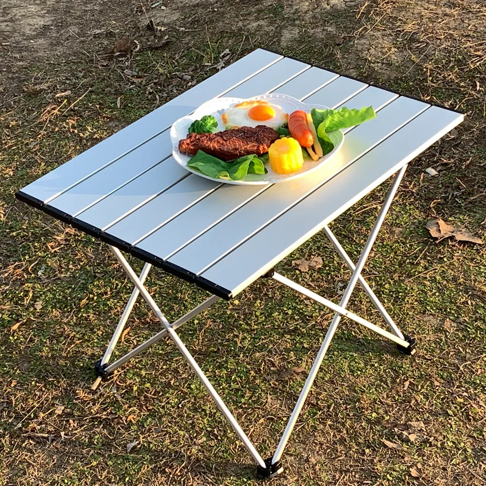 Möbler lyser upp aluminiumlegering Portable Ultralight folding campingbord fällbart utomhusmiddags skrivbord för familjefest picknick BBQ