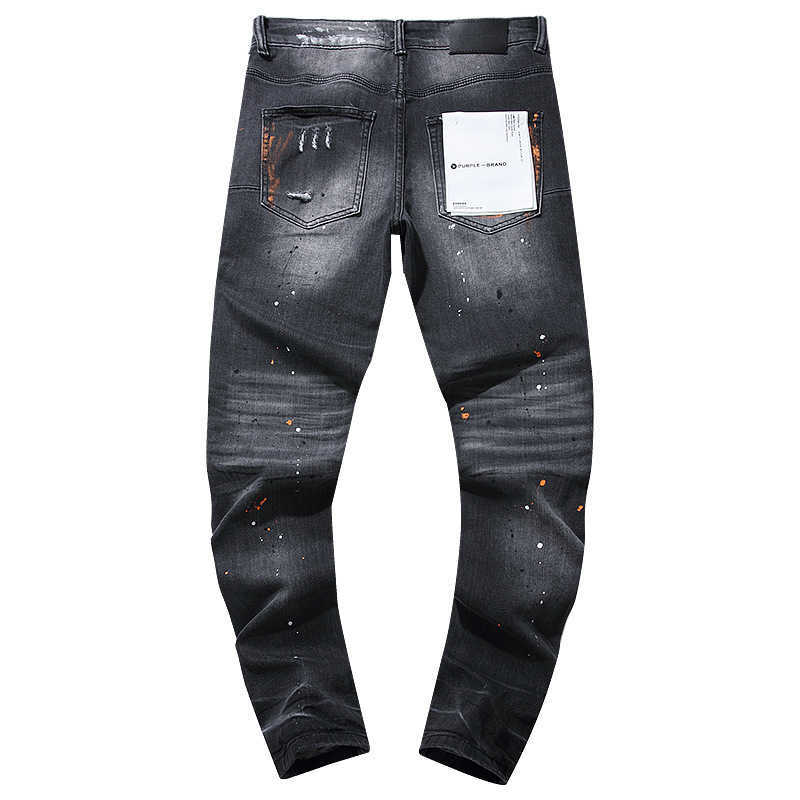 24 nuovi jeans di marca viola con vernice nera invecchiata American High Street TCFB