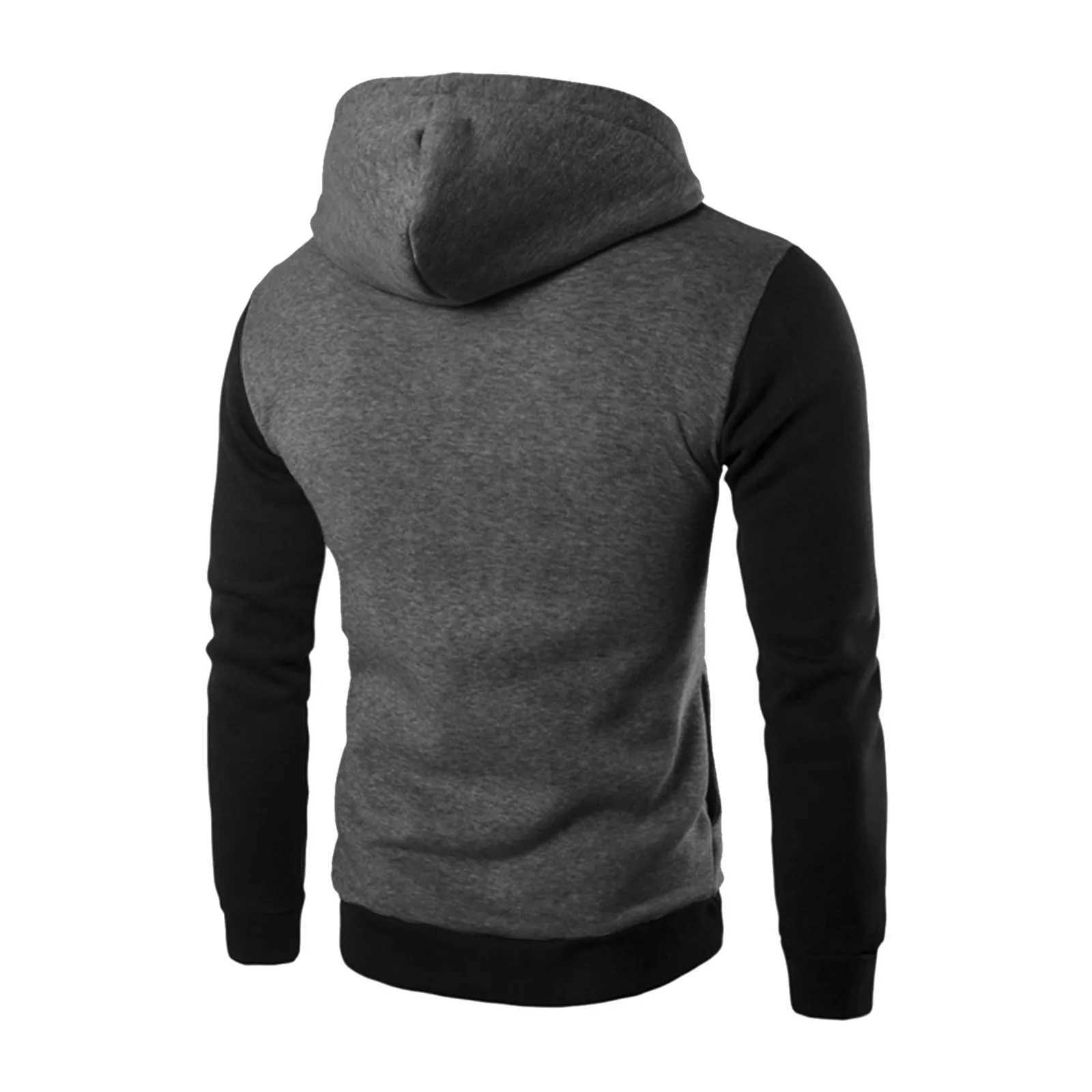 Herrespår vintage hoodie tröja herr höst vinter solid färg blixtlås med pocket hoodie sweatshirt långärmad hoodie toppar manliga kläd