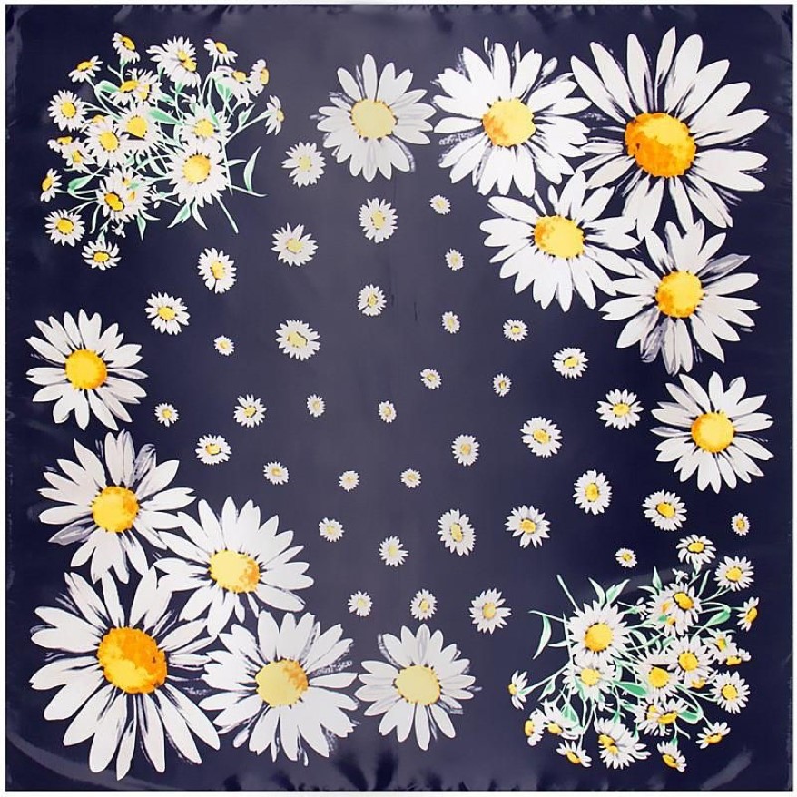 Scarves Mosoga 2022 Fashion Scarf Women Lovely Daisy Flower Printing Handkerchief Spring Summer Big Square Pashmina Silk Sation Wr224u