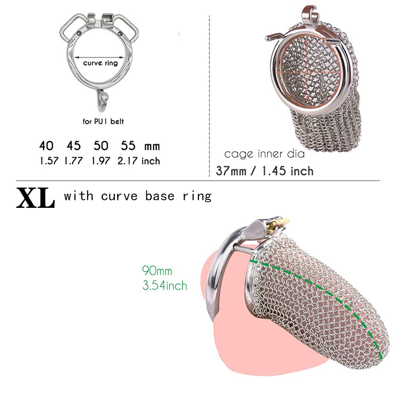 New Stainless Steel Mesh Penis Cage Chastity Belt Chastity Cage Chain Chastity Cage Men Cock Cage,Male Couples Slaves Penis Bondage SM Sex Toys