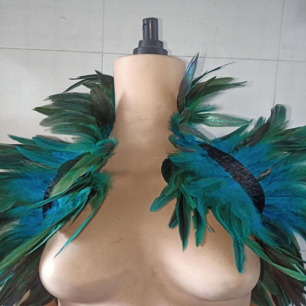 Bufandas de plumas encogiéndose de hombros, chal, cuello falso, envoltura de hombros, capa gótica con lazos de cinta, disfraz de cosplay, bufanda para fiesta, mujer 247y