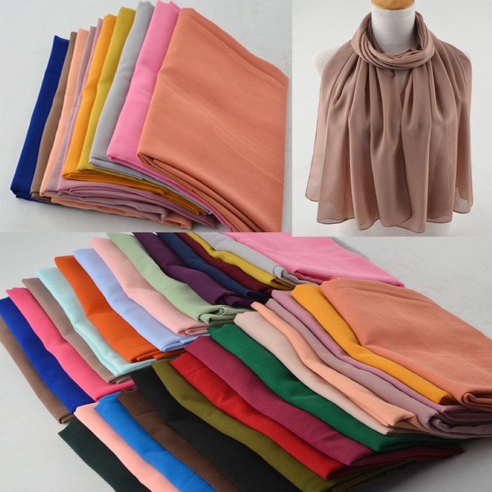 Frauen hochwertige Blase Chiffon Schal muslimischen Hijab einfarbig Instant Schals Strand Hijab Foulard muslimische Schals in 30 Farben S1295d