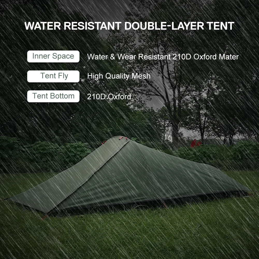 Shelters Ultralight Outdoor Camping Tent Eén persoon Camping Tent Waterbestendig Tent Luchtvaart Aluminium Ondersteuning Slaapzak Tent Nieuw