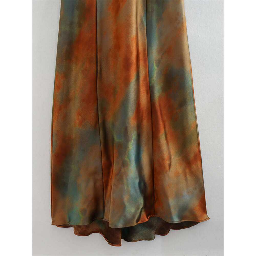 2024 İlkbahar/Yaz Yeni Stil Kolsuz Kravat Boyalı Bel Koleksiyonu Orta Uzunluk Askılı Elbise Kadınlar Elbise