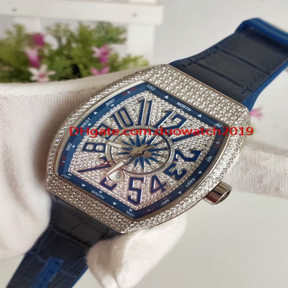 vendita di orologi sportivi da uomo di lusso di alta qualità COLLEZIONE V 45 SC DT YACHTING Cassa in argento con diamanti quadrante blu Automatico da uomo 286a