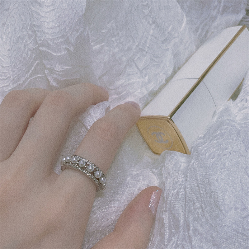 Ewigkeit Koreanische Perle Zirkon Ring Silber Farbe Party Hochzeit Band Ringe für frauen Erklärung Geburtstag Finger Schmuck Geschenk
